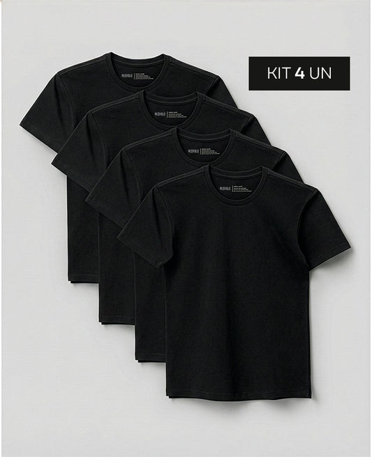 Kit 4 Camisetas Algodão Egípcio Denver Preta