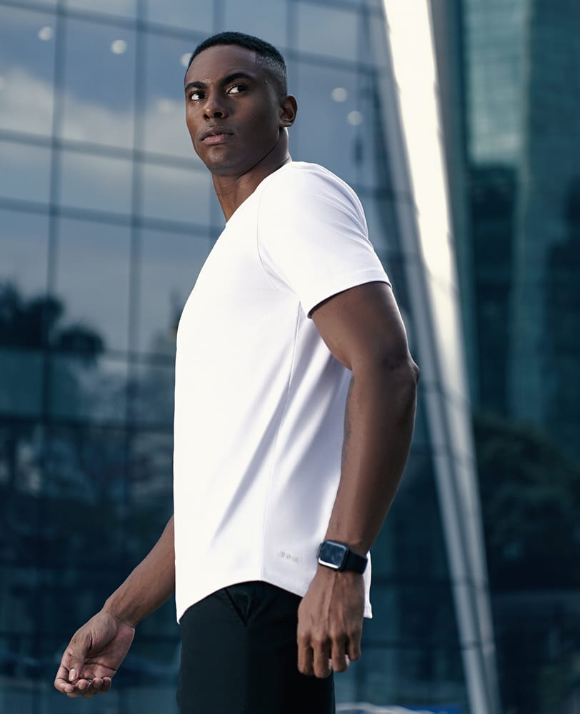 Camiseta Algodao Egipcio Branca Memphis Caimento no corpo