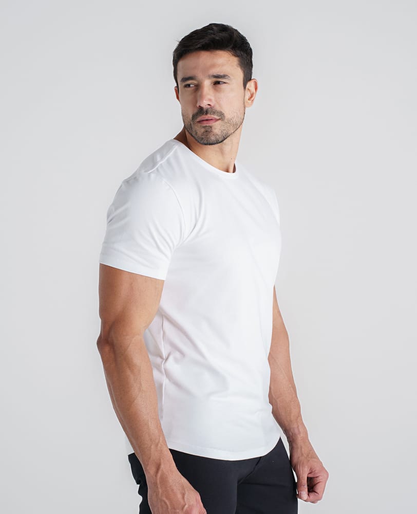 Camiseta Algodao Egipcio Branca Memphis Vista frontal