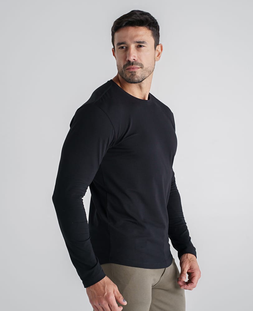 Camiseta Algodao Egipcio Preta Portland Vista frontal