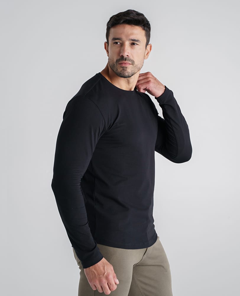 Camiseta Algodao Egipcio Preta Portland Vista latera