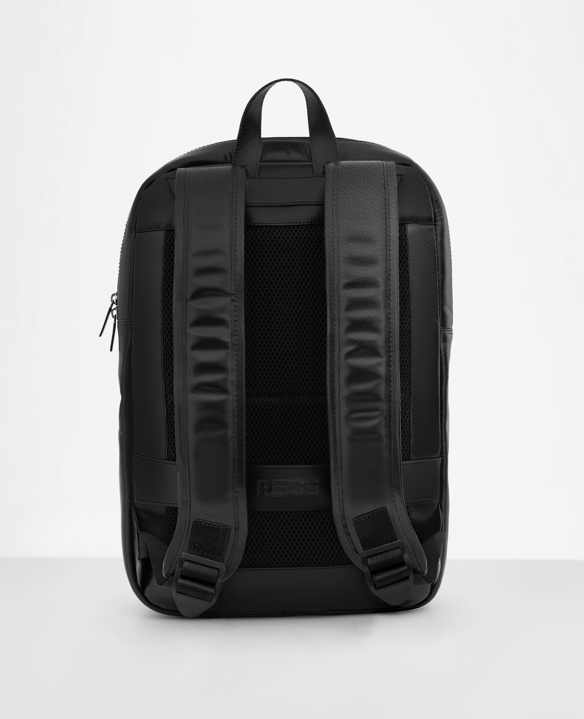 Mochila Slim Couro Preta New York Vista Traseira