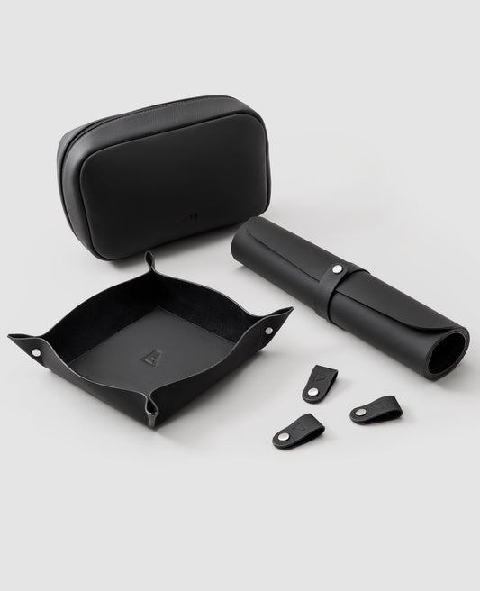 Kit Workplace Preto em Couro Premium
