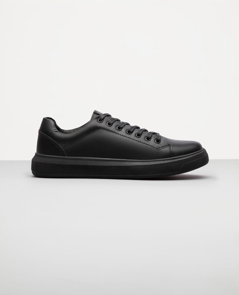 Tênis casual all black RS6 Reise em couro nobre vista 3/4