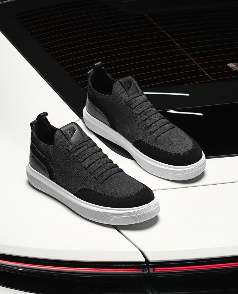 Tênis casual knit preto RS vista superior do cabedal em knit