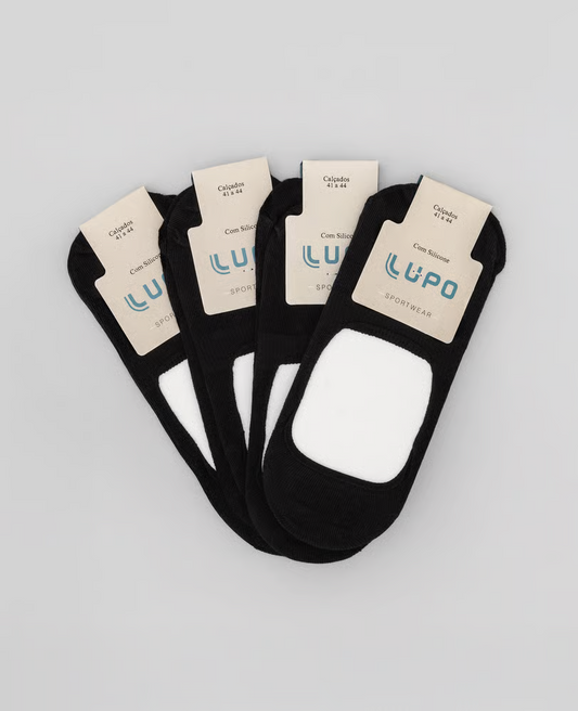 Kit 4 Pares de Meia Lupo Super Invisível Preto