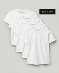Kit 4 Camisetas Algodão Egípcio Denver Branca