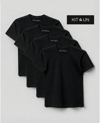 Kit 4 Camisetas Algodão Egípcio Denver Preta