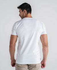 Camiseta de algodão egípcio branca Denver Reise vista costas