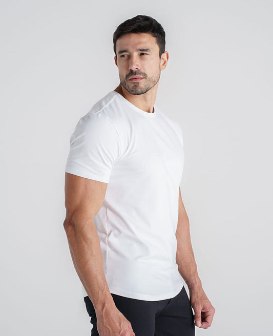 Camiseta Algodao Egipcio Branca Memphis Vista frontal