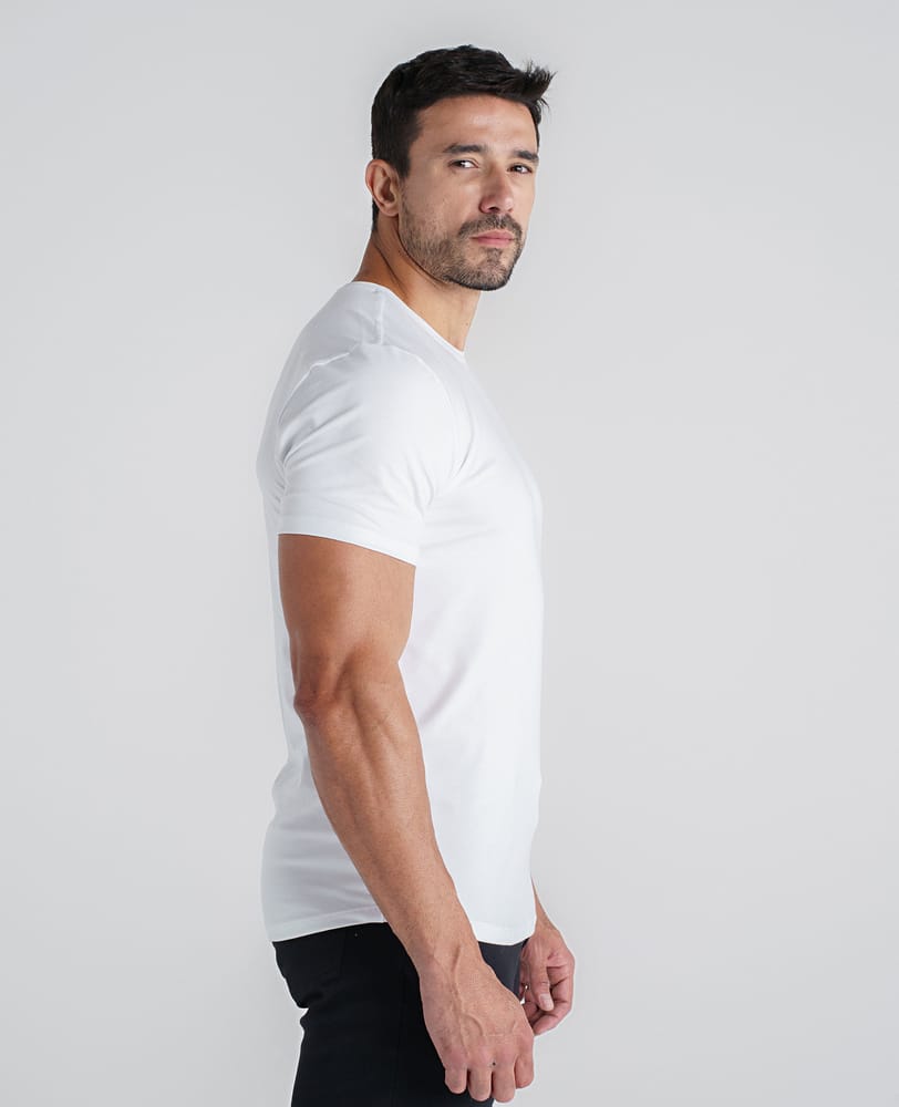 Camiseta Algodao Egipcio Branca Memphis Vista lateral