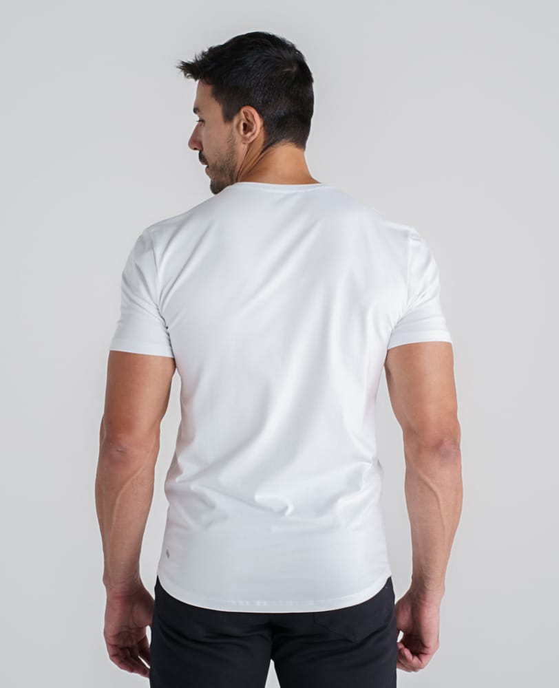 Camiseta Algodao Egipcio Branca Memphis Vista traseira