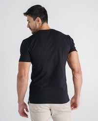 Camiseta de algodão egípcio preta Denver Reise vista costas