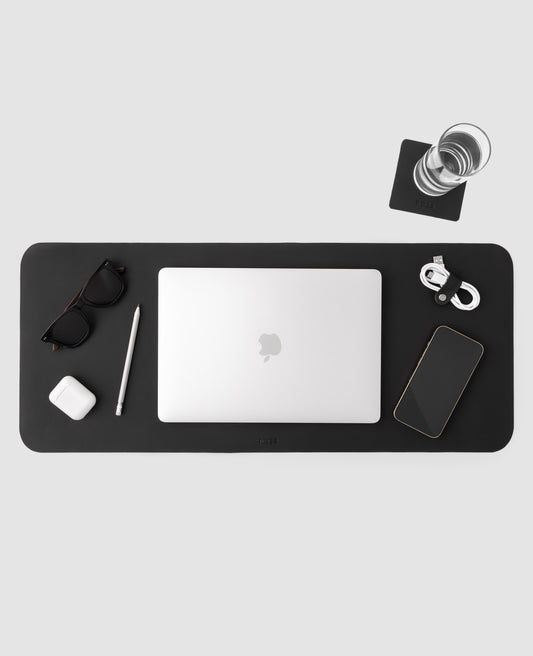 Desk Pad Workplace Preto em Couro Premium