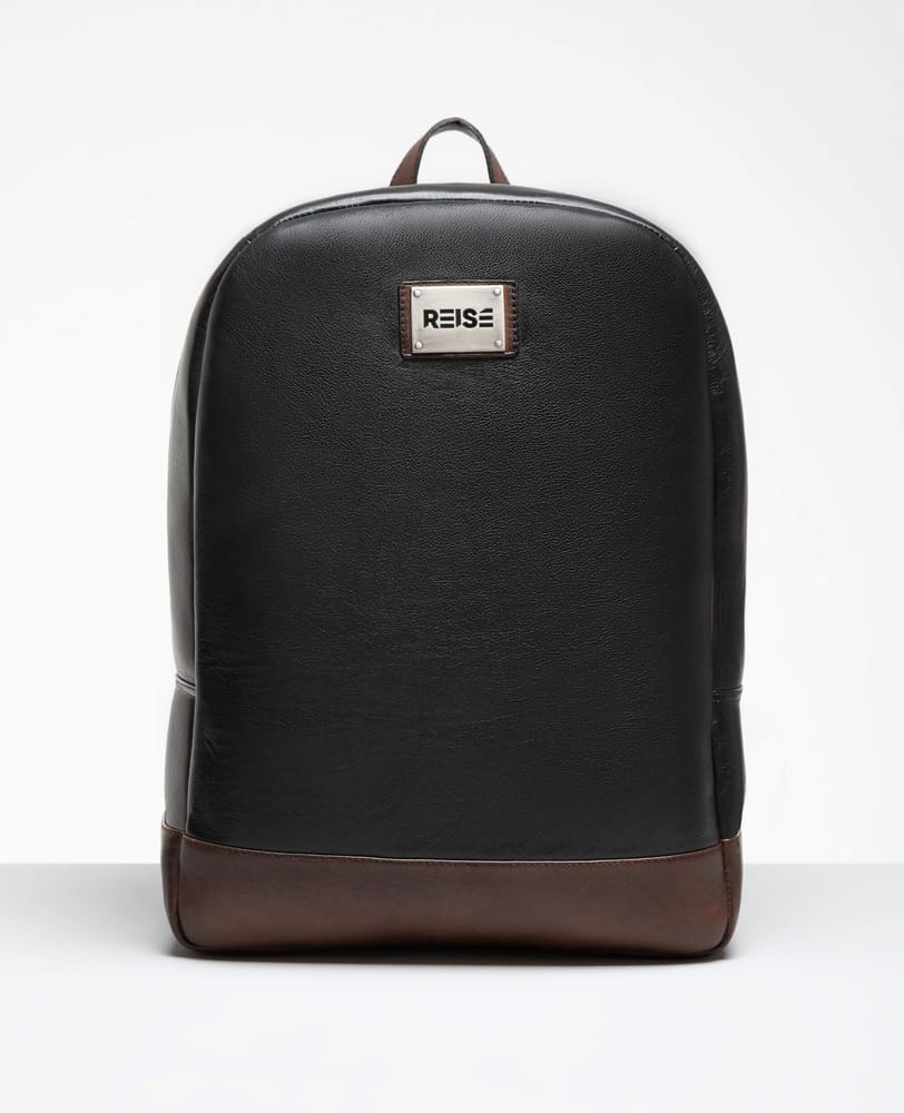 Mochila anti furto de couro preta Reise vista 3 4