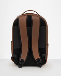 Mochila couro marrom e Munich vista traseira com alcas