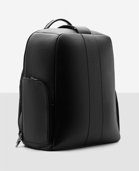 Mochila de couro preta Stuttgart vista frontal