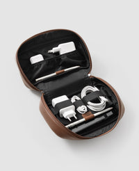 Organizador Tech Workplace Marrom em Couro Premium