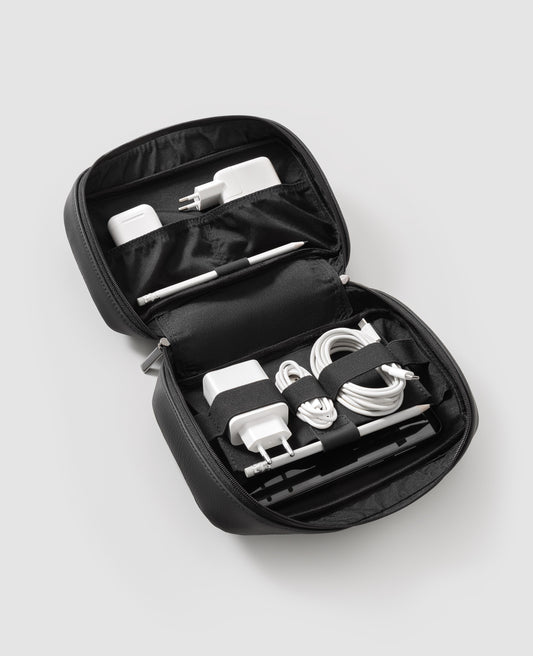 Organizador Tech Workplace Preto em Couro Premium