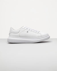 Tênis casual branco masculino RS3 Reise em couro nobre vista 3/4