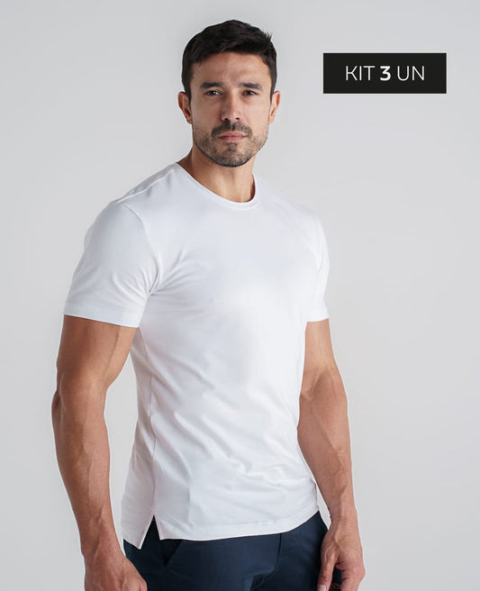 Kit 3 Camisetas Algodão Egípcio Denver Branca